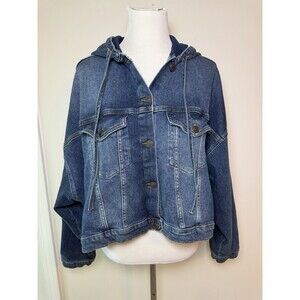 Ruti Denim Jacket 2.0 Women’s XL Blue Hooded Cropped Oversized Night Blue